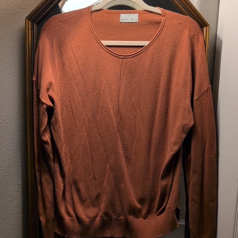 BE COOL Women's Rust Crew Neck Sweater